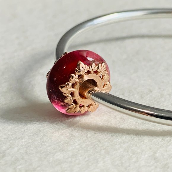 Pandora Pink Murano Glass & Leaves Charm 788244 - Picture 3 of 7